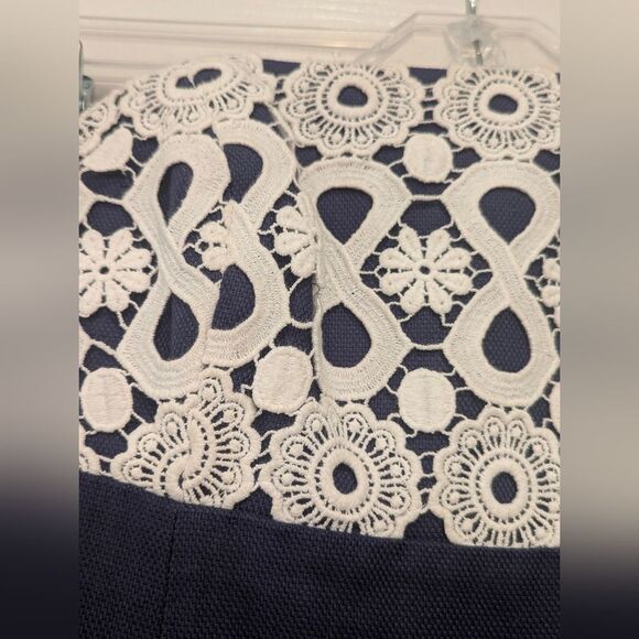 Lilly Pulitzer Crochet Navy Lace  Strapless Navy Eyelet Dress Size 2 Cocktail - Picture 7 of 10